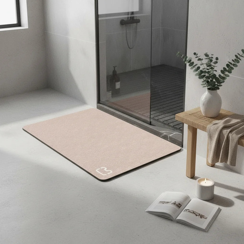 Tapis De Bain Diatomite 80-90cm Beige Rosé