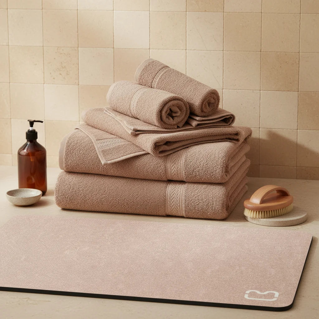 Tapis De Bain Diatomite 80-90cm Beige Rosé