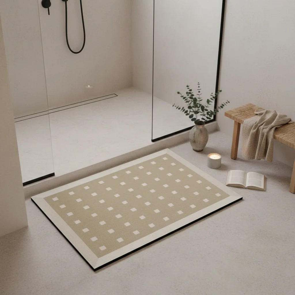 Tapis de Bain Diatomite Carreaux Beige