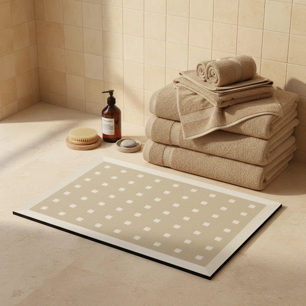 Tapis de Bain Diatomite Carreaux Beige