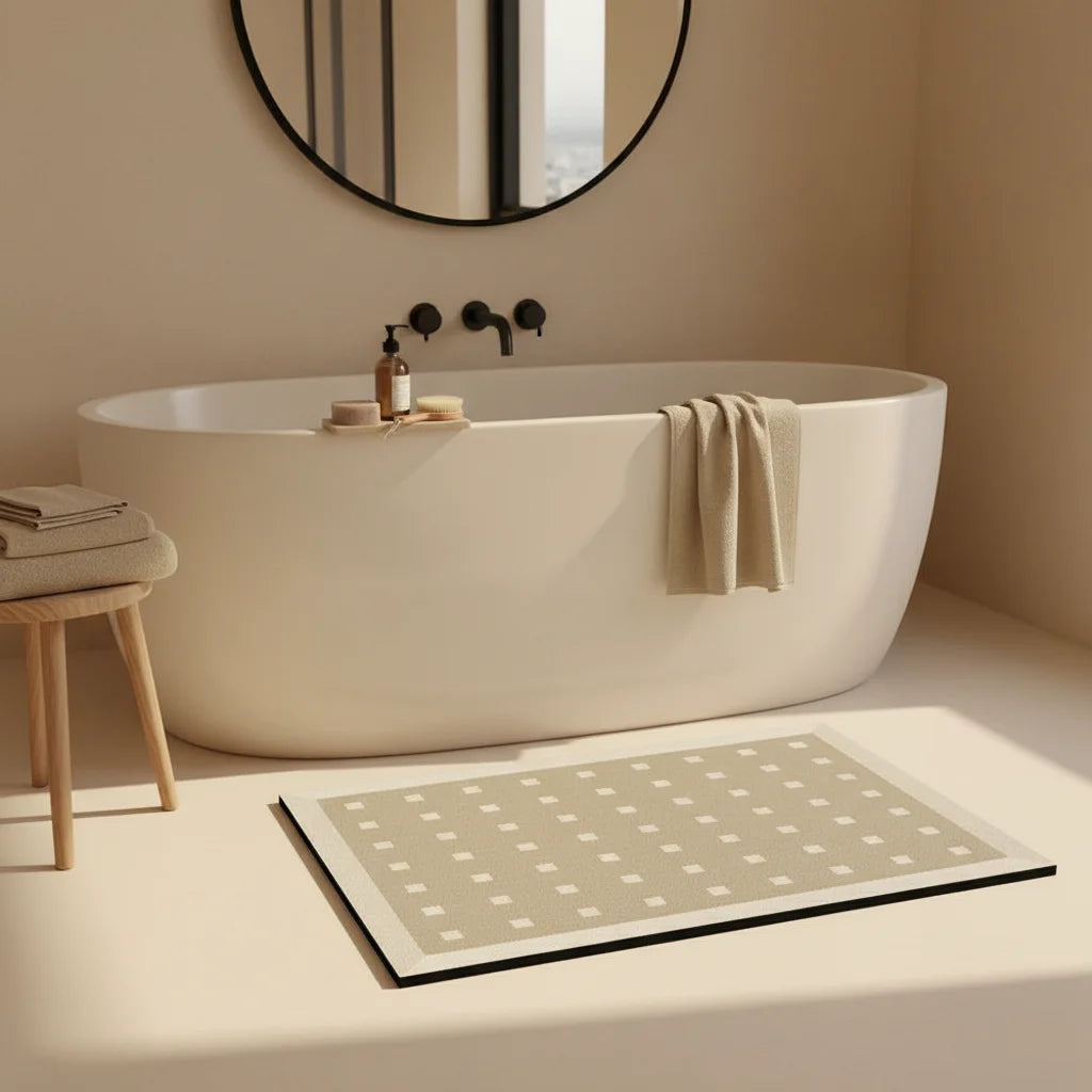 Tapis de Bain Diatomite Carreaux Beige