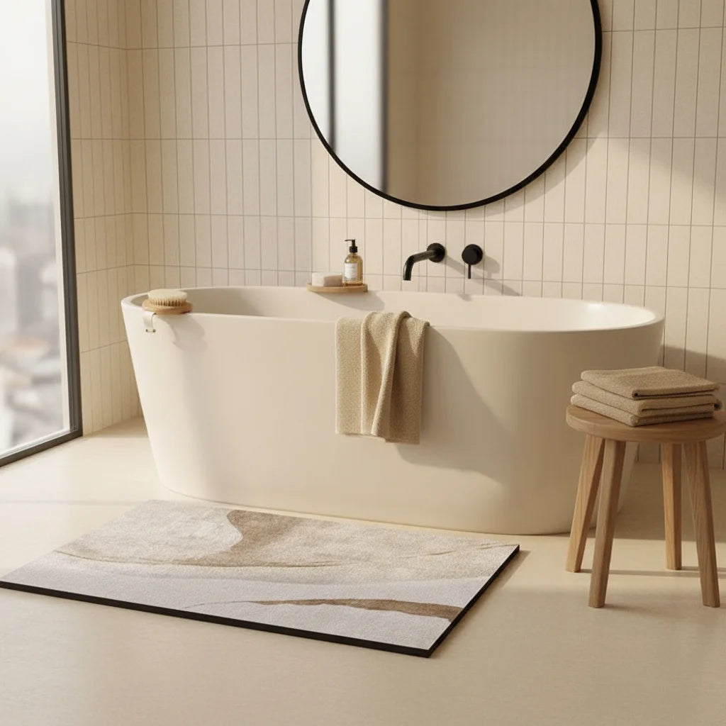 Tapis de Bain Diatomite Grande Taille Abstrait Minéral