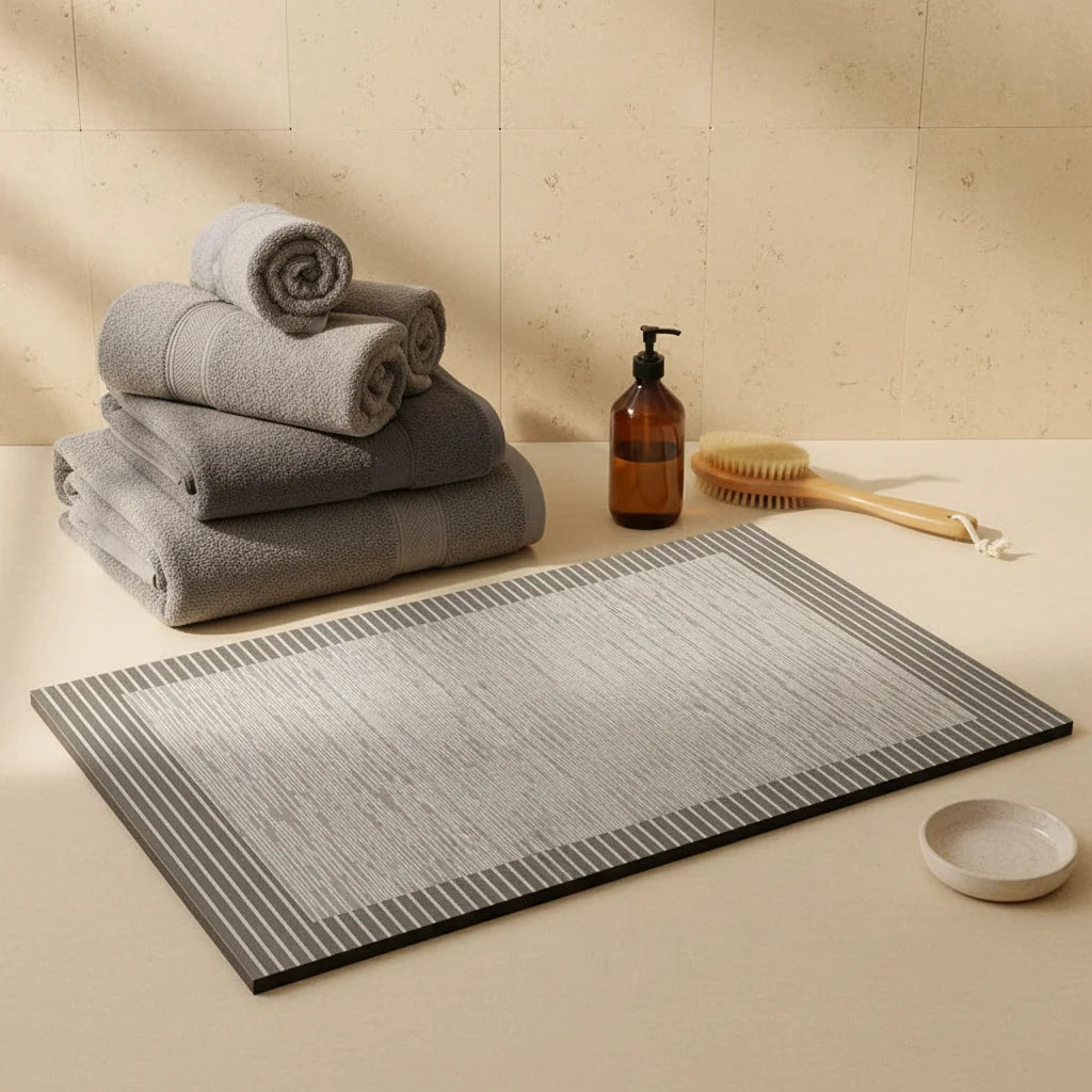 Tapis de Bain Diatomite Grande Taille Rayures Verticales