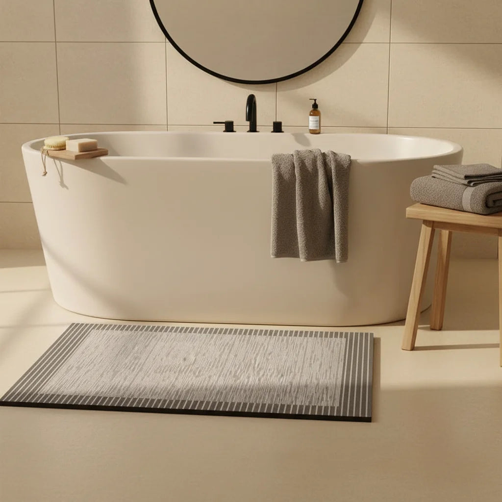Tapis de Bain Diatomite Grande Taille Rayures Verticales