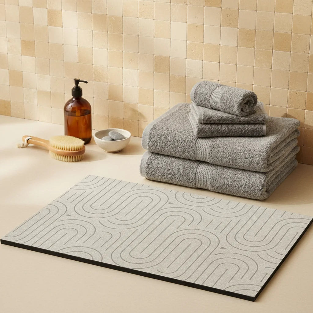 Tapis de Bain Diatomite Grande Taille Arcs Naturels