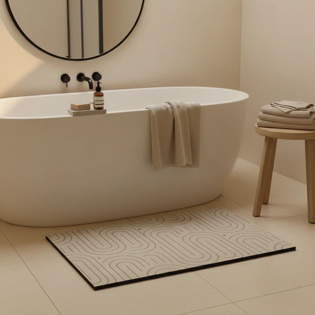 Tapis de Bain Diatomite Grande Taille Arcs Naturels