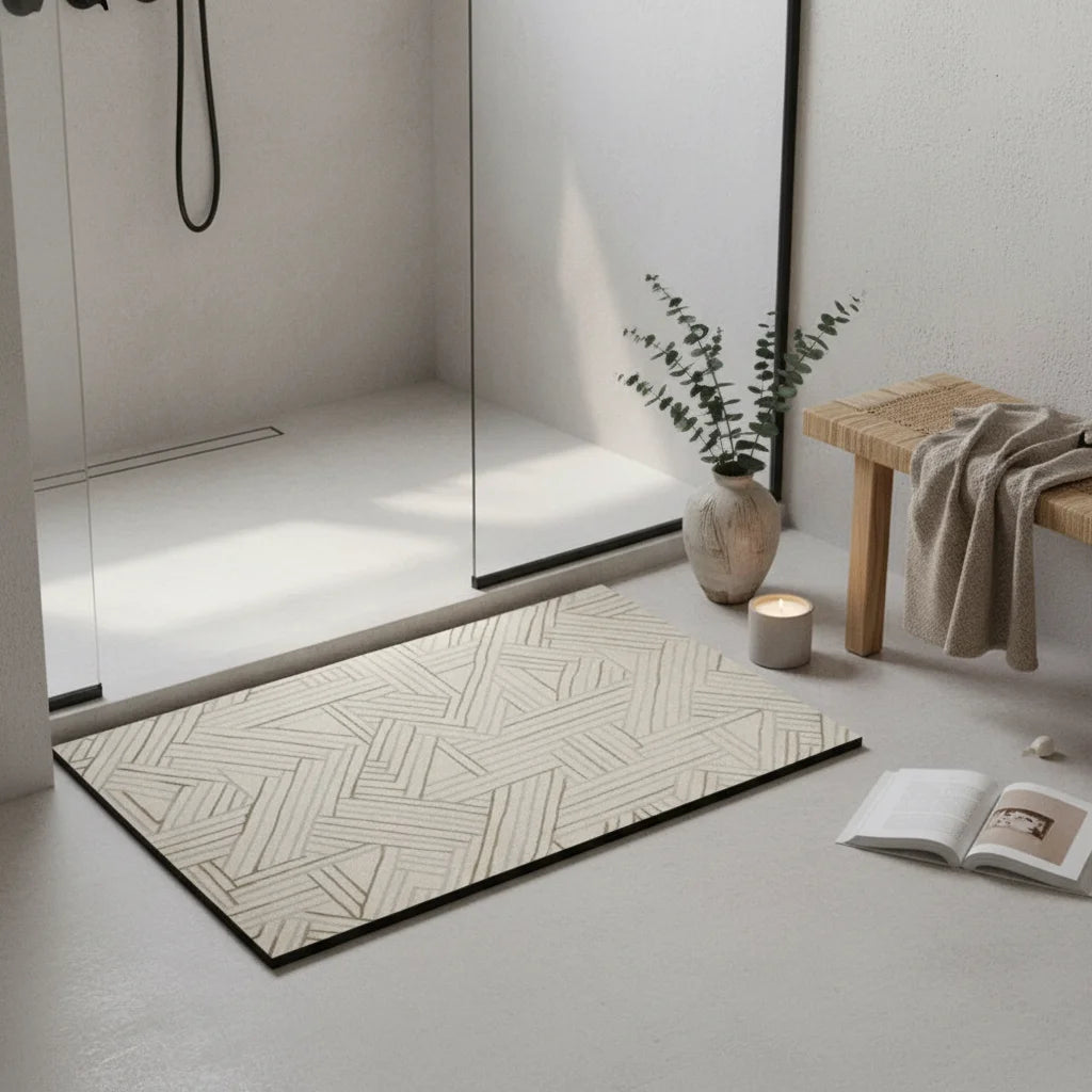 Tapis de Bain Diatomite Grande Taille Lignes Entrecroisées