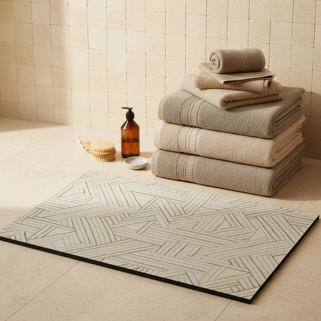 Tapis de Bain Diatomite Grande Taille Lignes Entrecroisées
