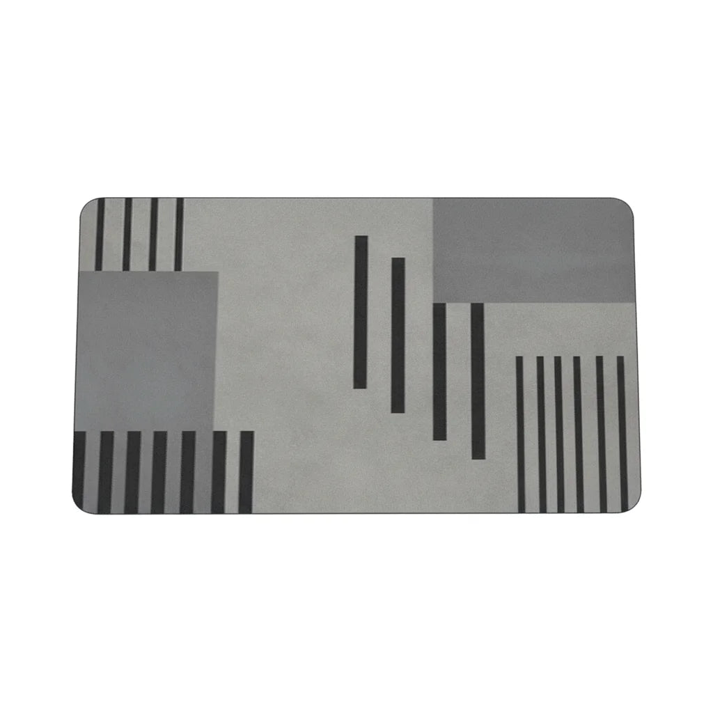 Tapis de Bain Diatomite Gris Graphique Épuré