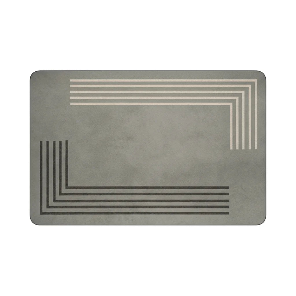 Tapis de Bain Diatomite Gris Lignes Angulaires