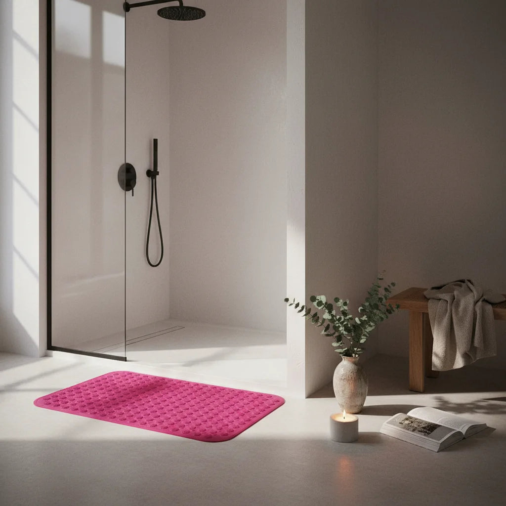 Tapis de Bain Douche Rose Fuchsia