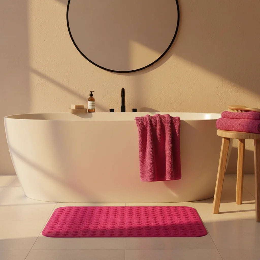 Tapis de Bain Douche Rose Fuchsia