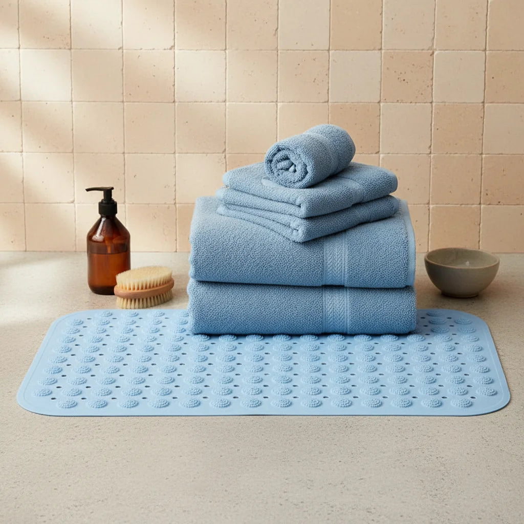 Tapis de Bain Douche Bleu Pastel