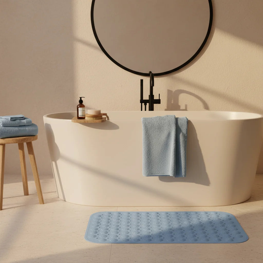 Tapis de Bain Douche Bleu Pastel