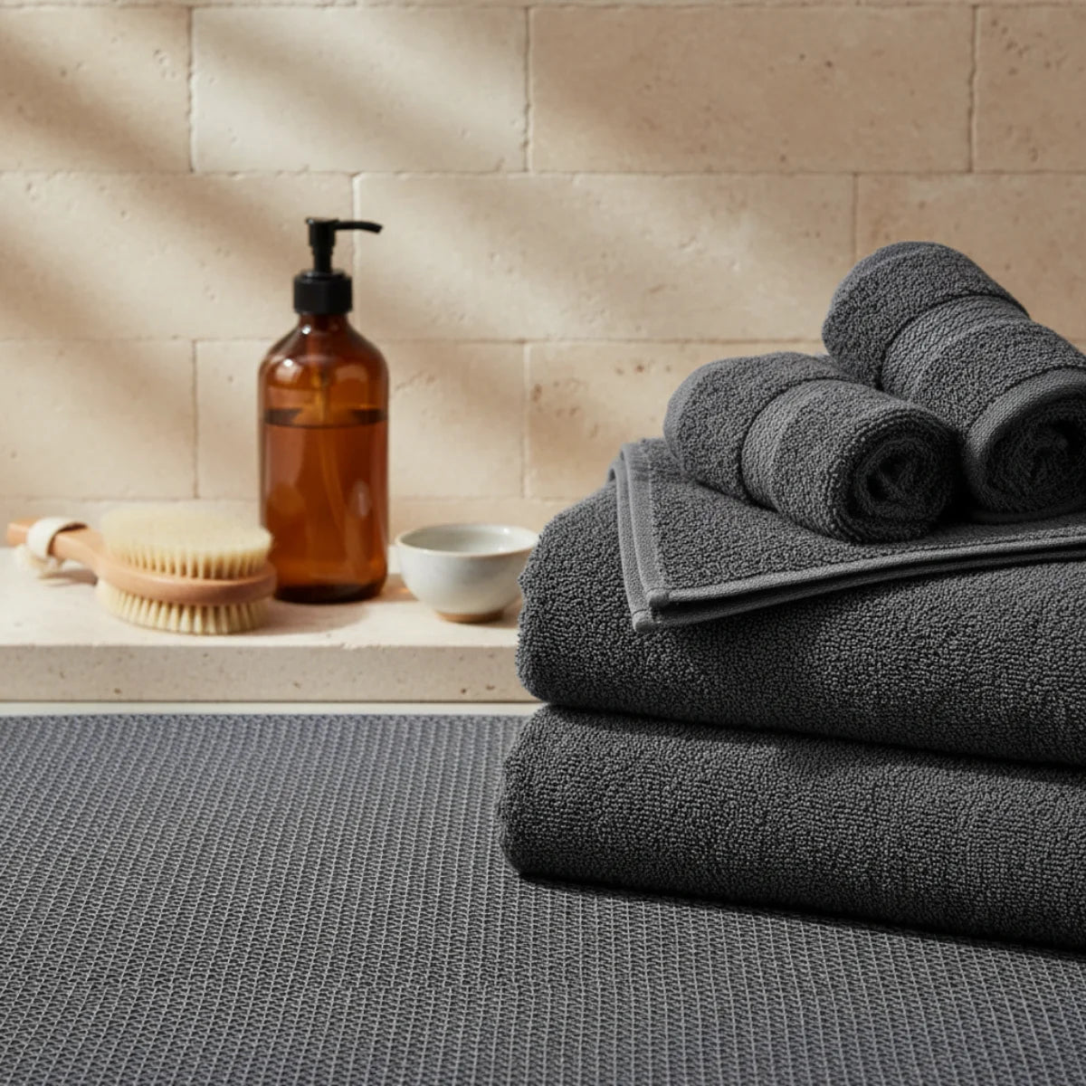 Tapis de Bain Douche Italienne Gris Anthracite