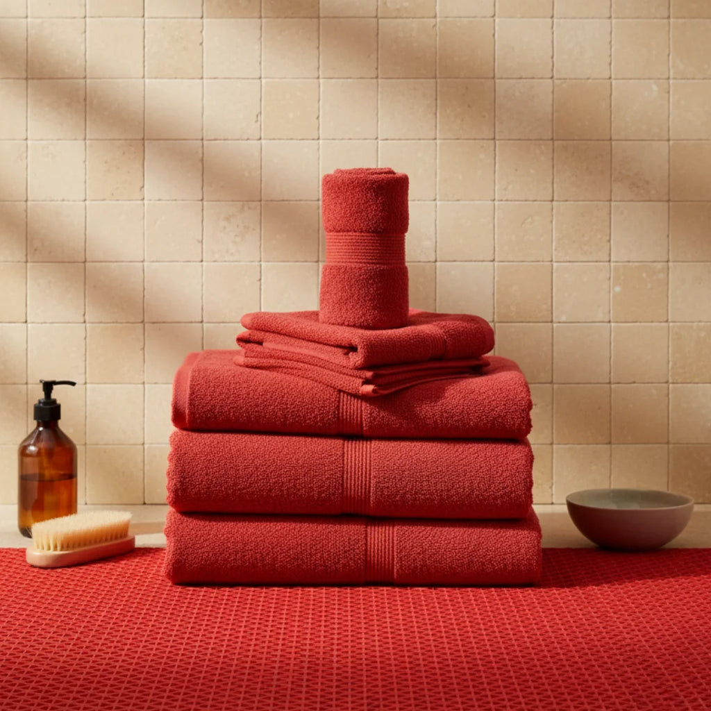 Tapis de Bain Douche Italienne Rouge Éclatant