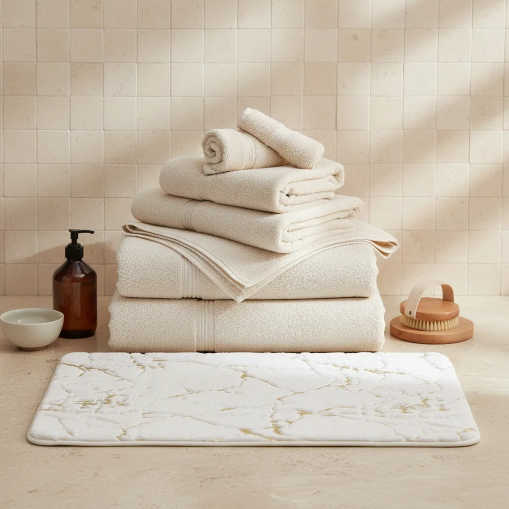 Tapis de Bain Effet Marbre Marbre Blanc