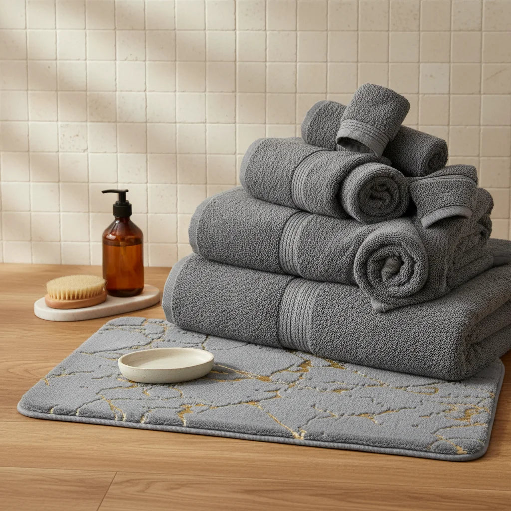 Tapis de Bain Effet Marbre Marbre Gris