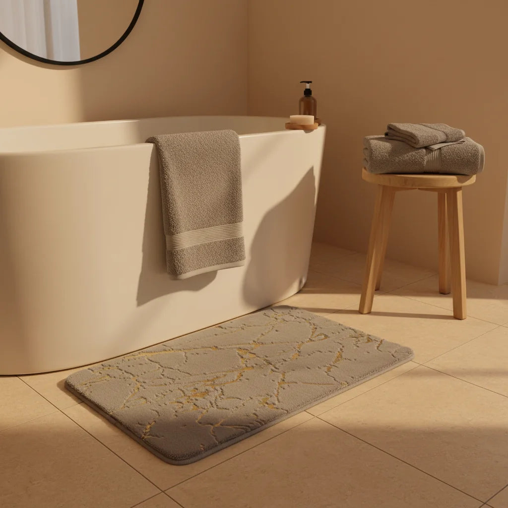 Tapis de Bain Effet Marbre Marbre Gris