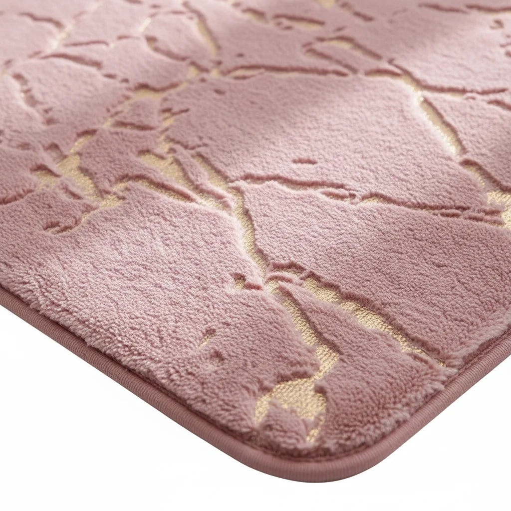Tapis de Bain Effet Marbre Marbre Rose