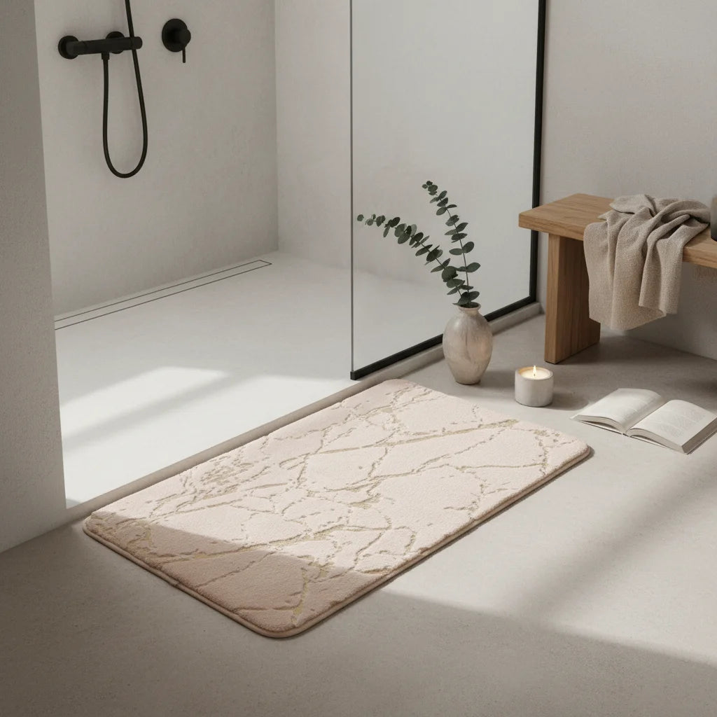 Tapis de Bain Effet Marbre Marbre Noir
