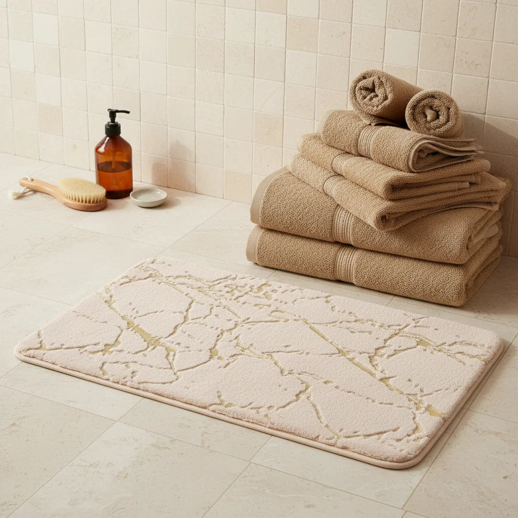 Tapis de Bain Effet Marbre Marbre Beige