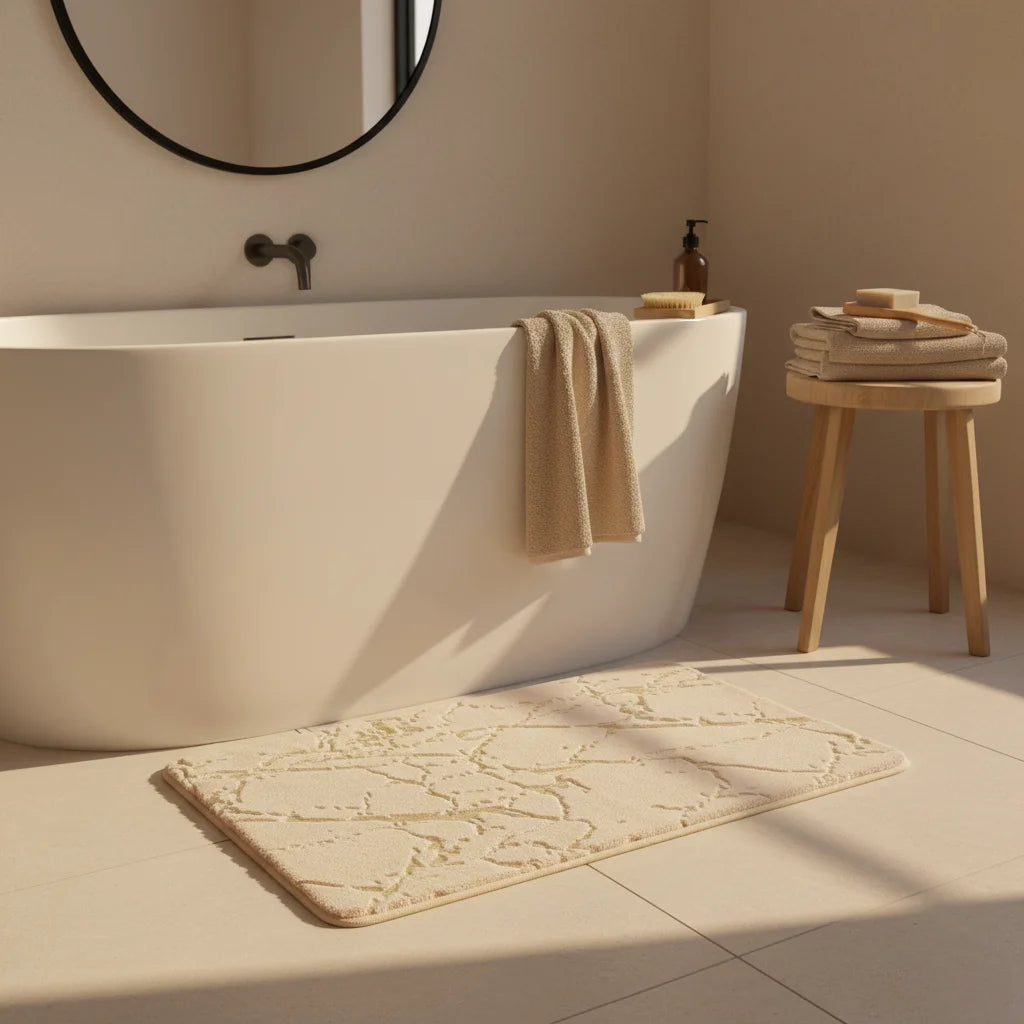Tapis de Bain Effet Marbre Marbre Beige