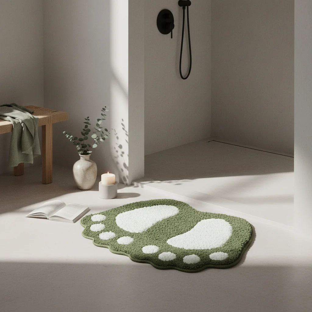 Tapis De Bain En Forme De Pied Vert Olive