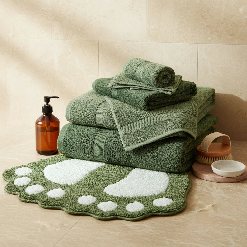 Tapis De Bain En Forme De Pied Vert Olive