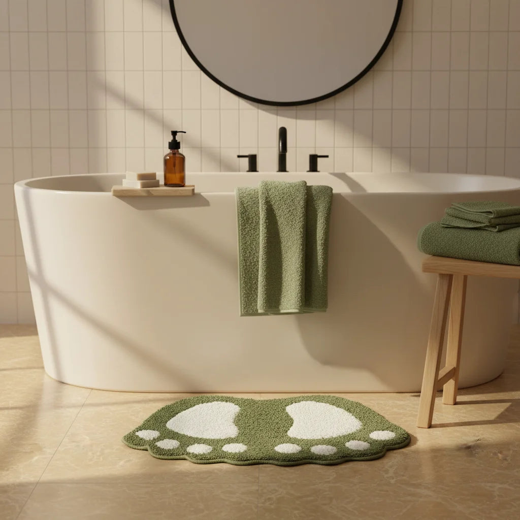 Tapis De Bain En Forme De Pied Vert Olive