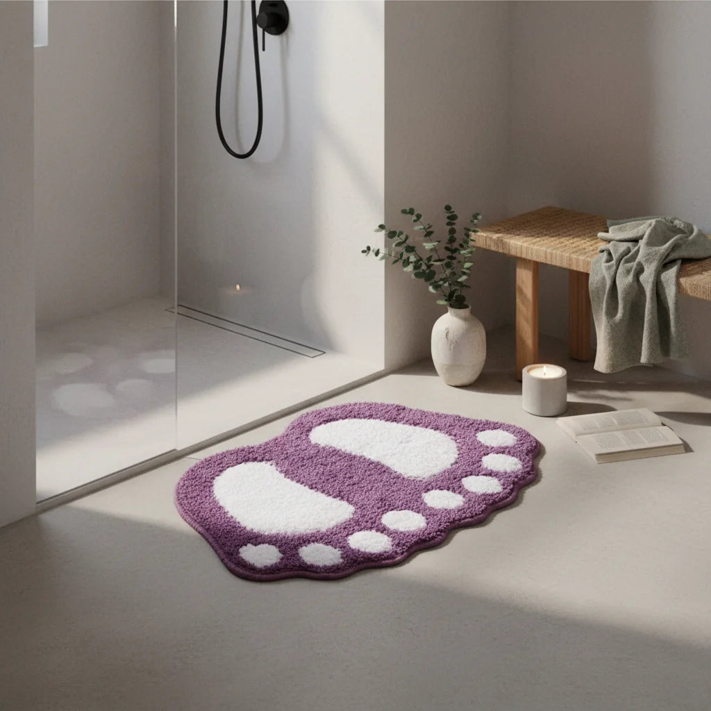 Tapis De Bain En Forme De Pied Mauve Doux