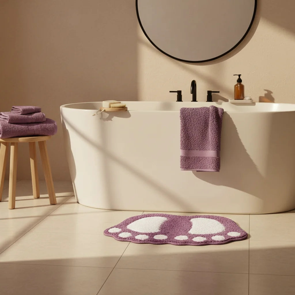 Tapis De Bain En Forme De Pied Mauve Doux