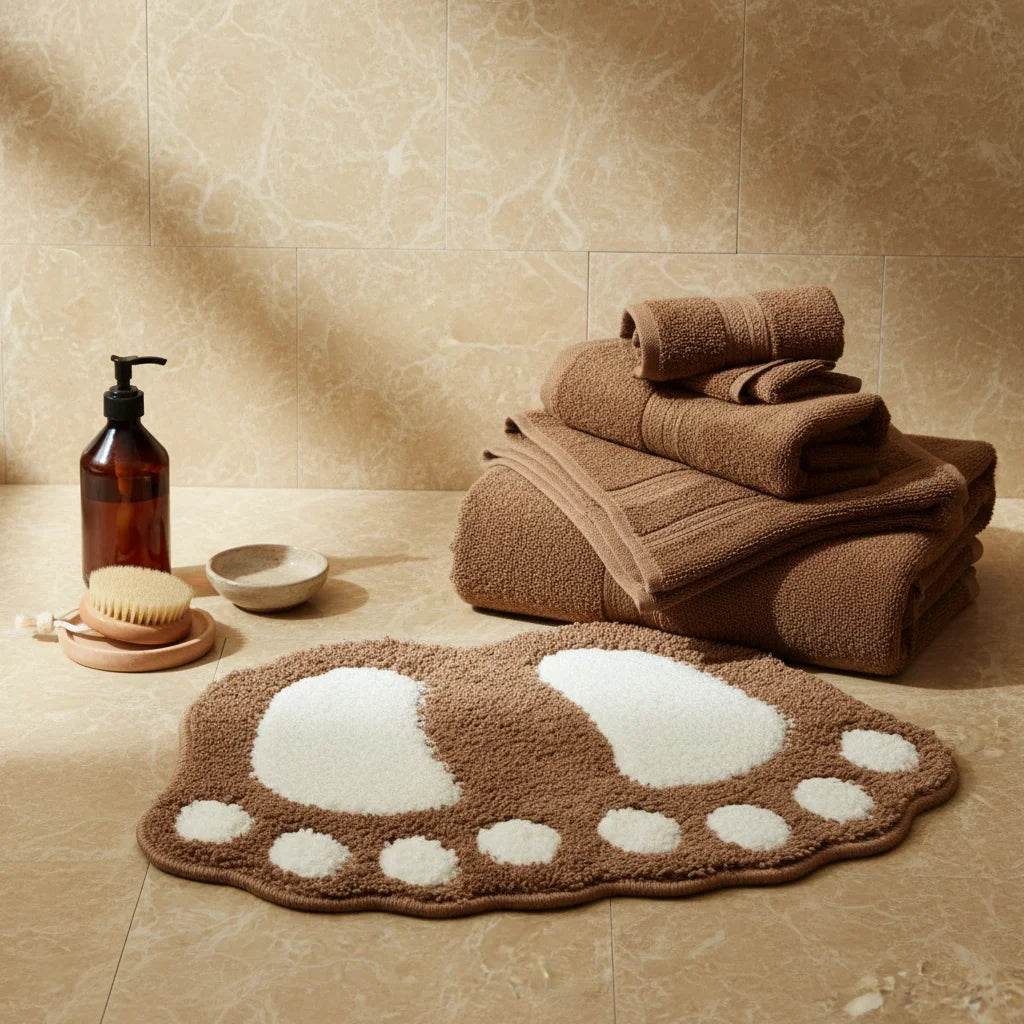 Tapis De Bain En Forme De Pied Marron Chocolat