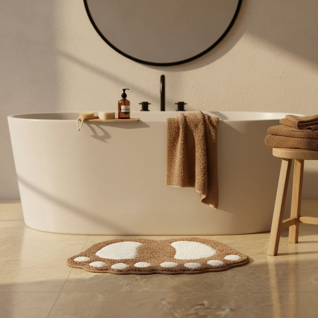 Tapis De Bain En Forme De Pied Marron Chocolat