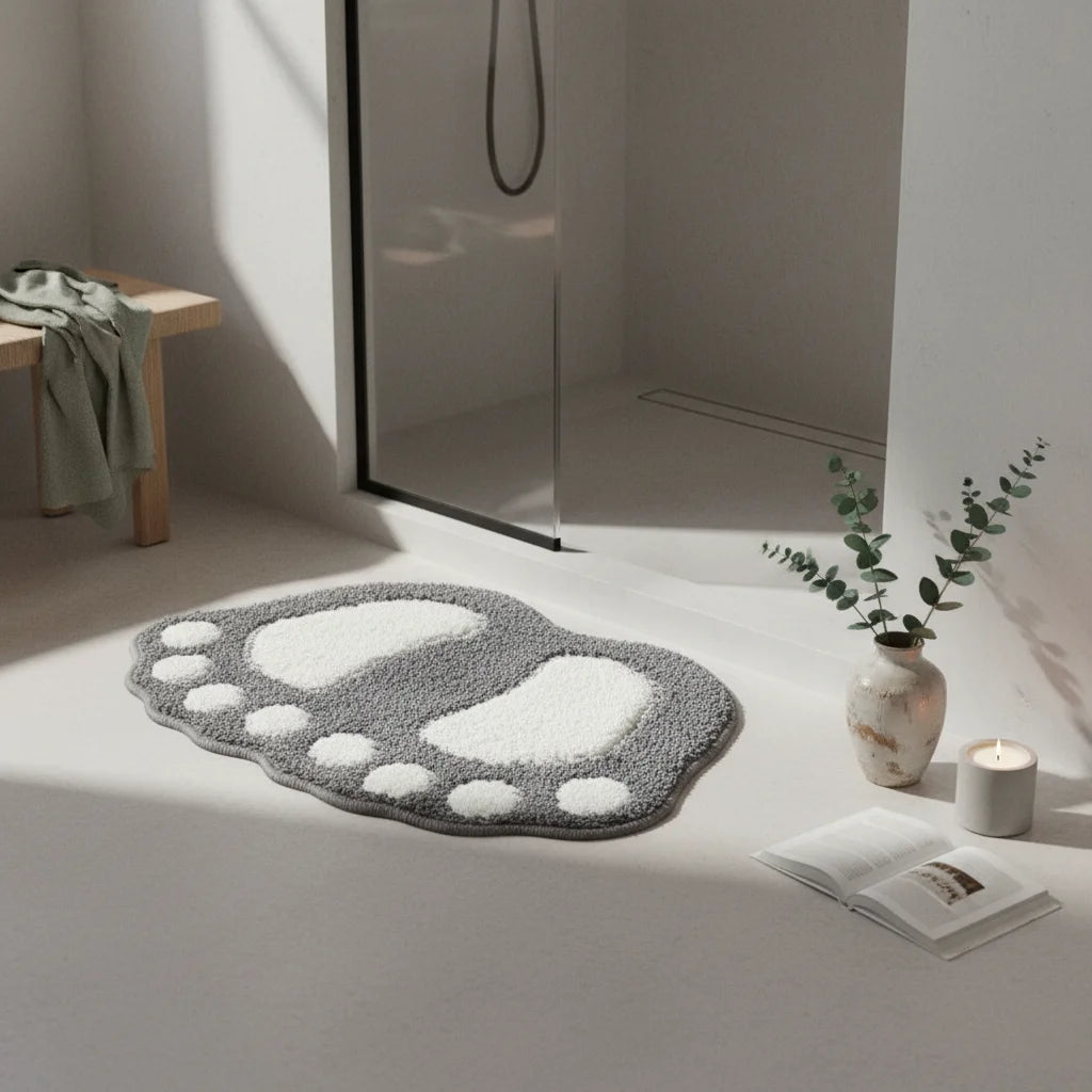 Tapis De Bain En Forme De Pied Gris Anthracite