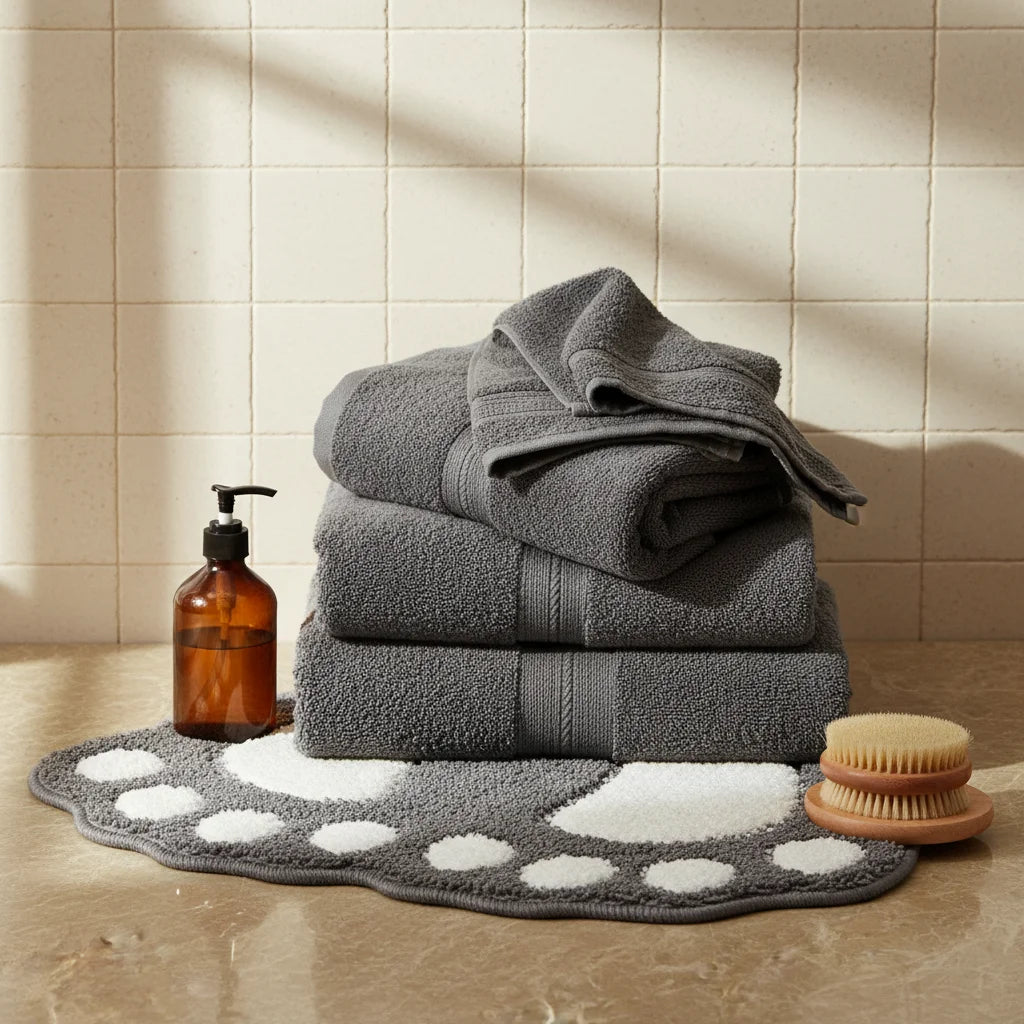 Tapis De Bain En Forme De Pied Gris Anthracite