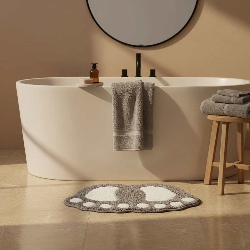 Tapis De Bain En Forme De Pied Gris Anthracite