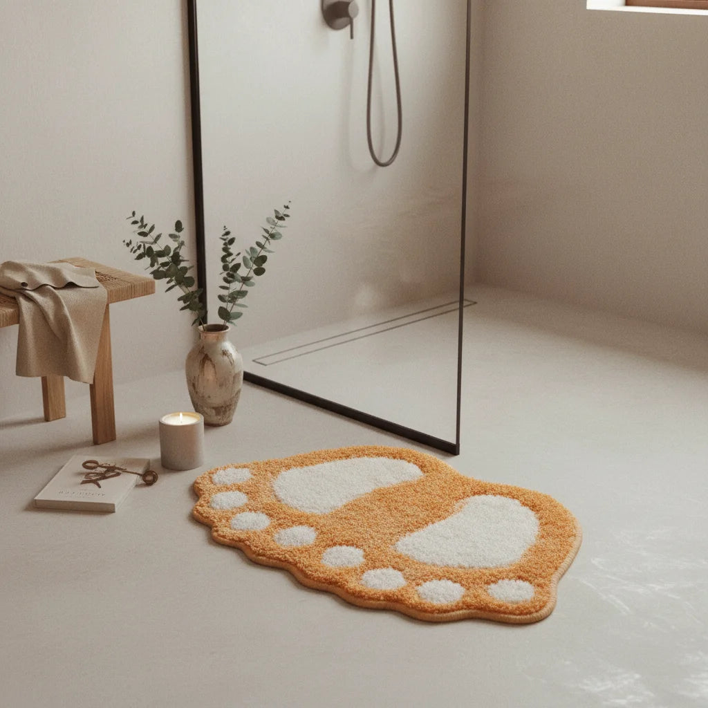Tapis De Bain En Forme De Pied Corail Clair