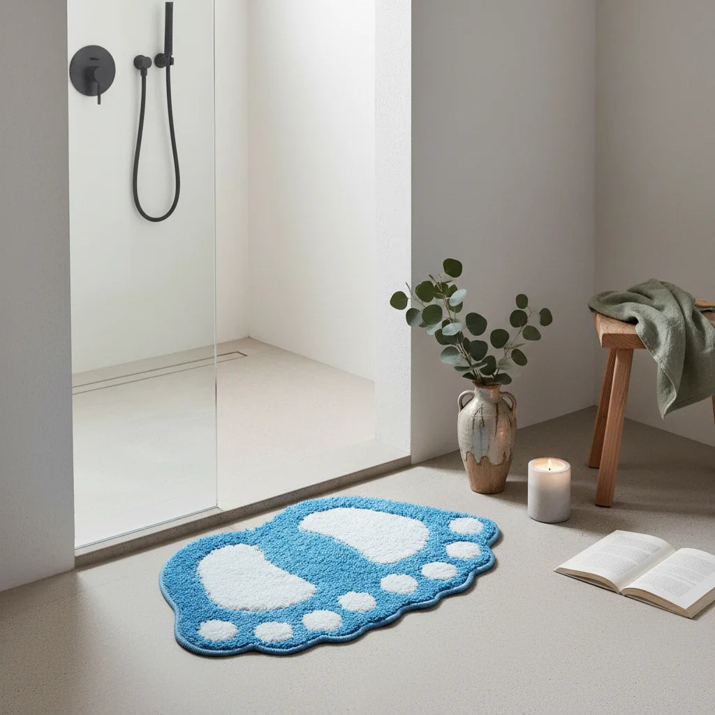 Tapis De Bain En Forme De Pied Bleu Lagon