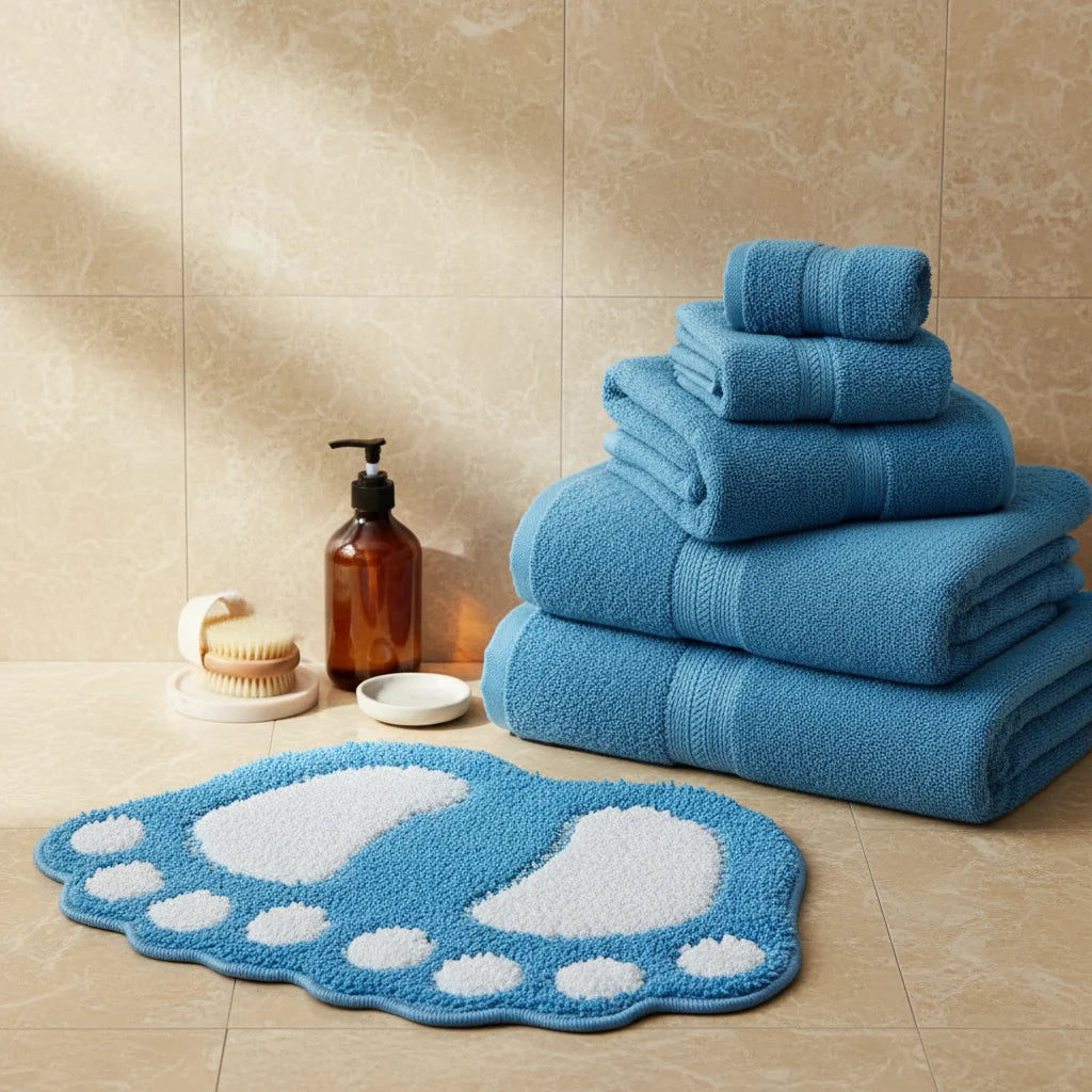 Tapis De Bain En Forme De Pied Bleu Lagon