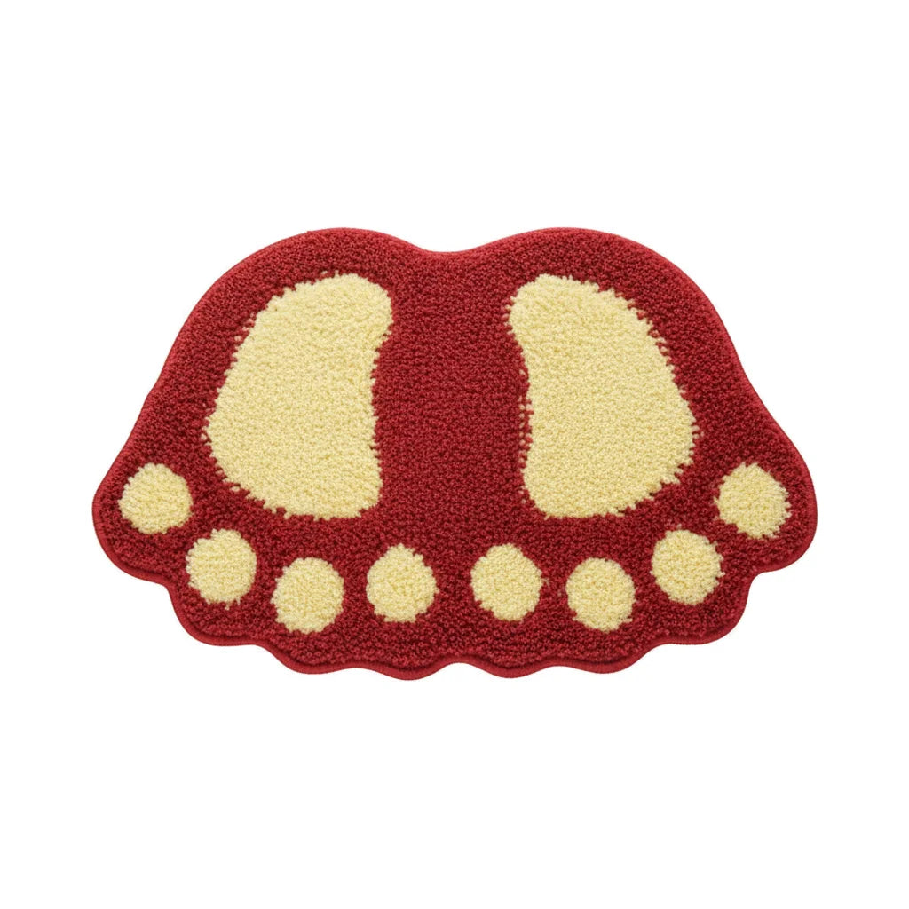 Tapis De Bain En Forme De Pied Rouge Brique
