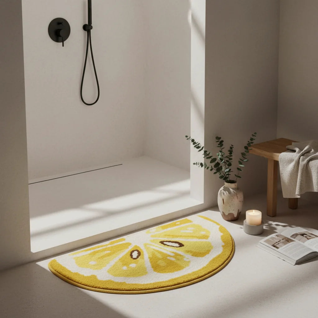 Tapis de Bain en forme Demi Lune Tranche Citron
