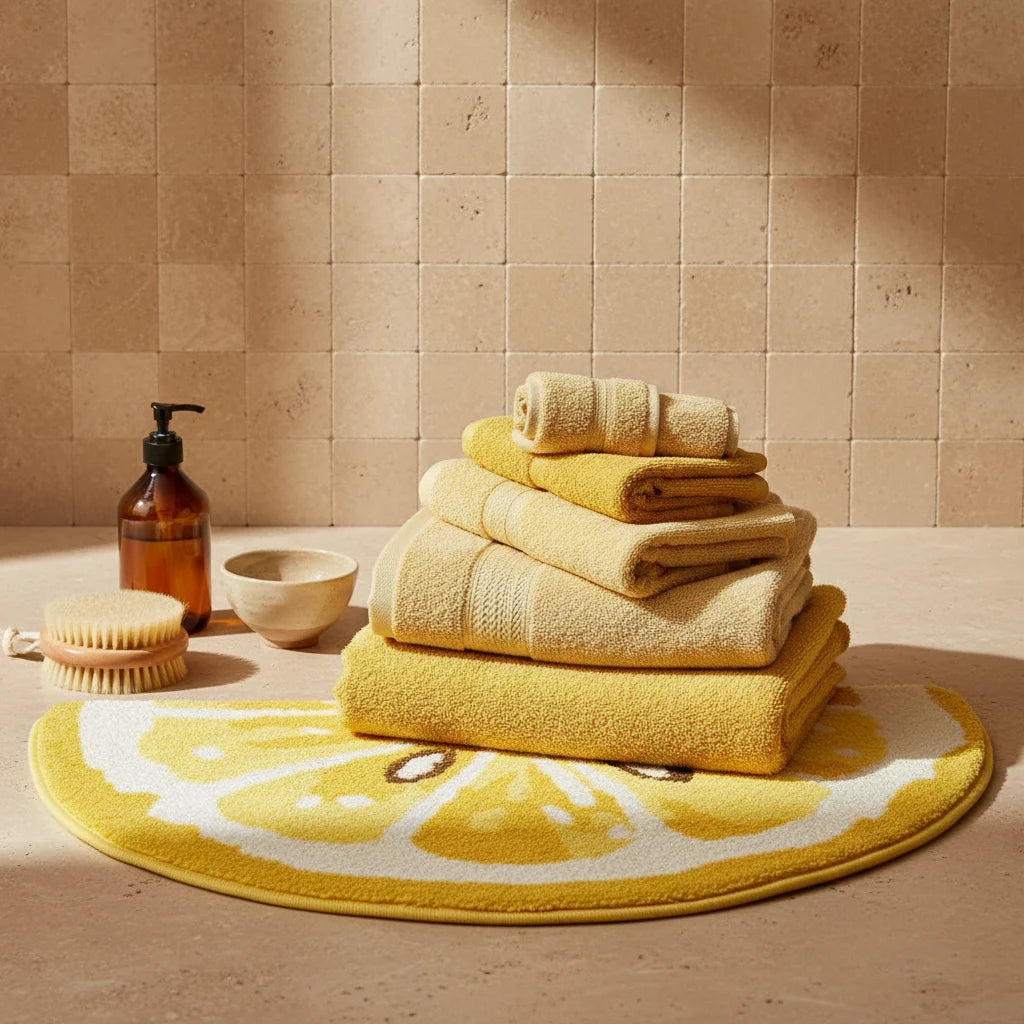 Tapis de Bain en forme Demi Lune Tranche Citron