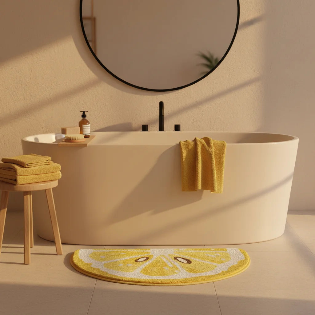 Tapis de Bain en forme Demi Lune Tranche Citron