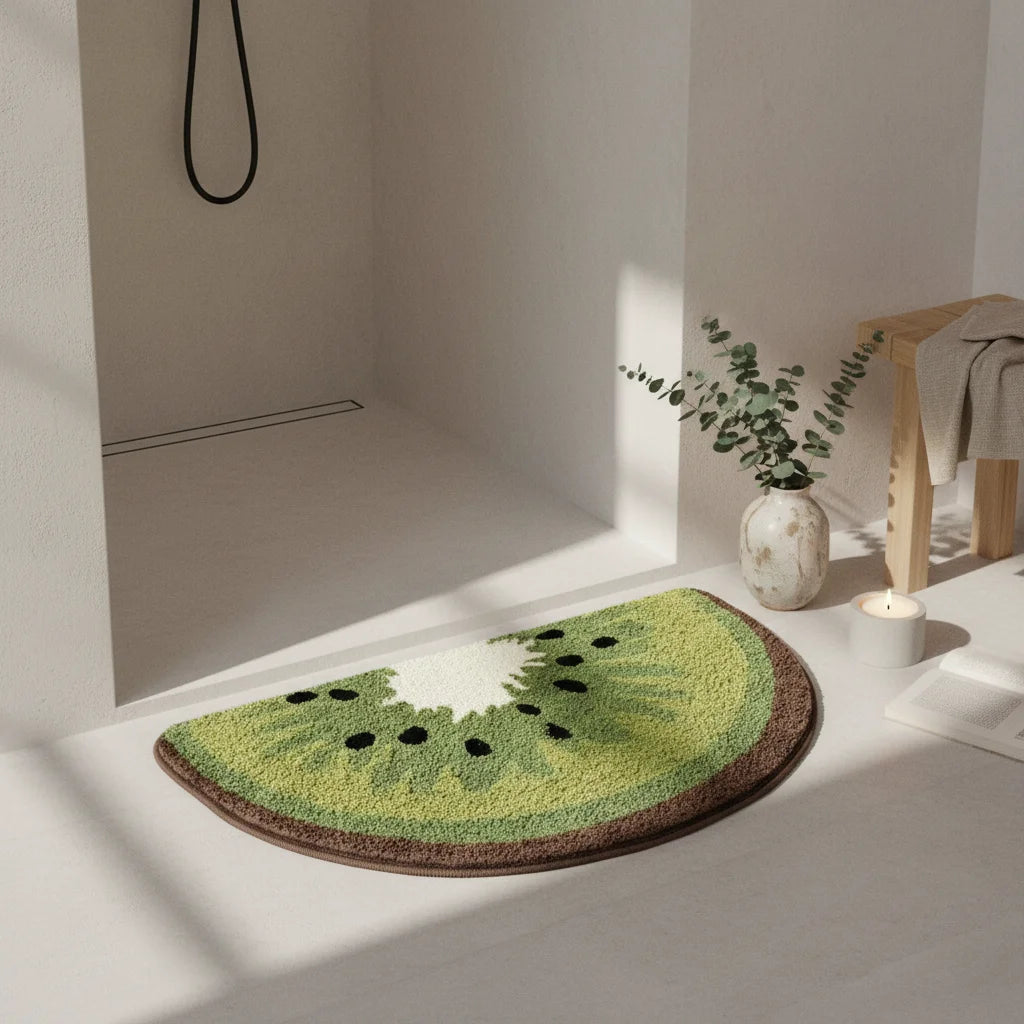 Tapis de Bain en forme Demi Lune Tranche Kiwi