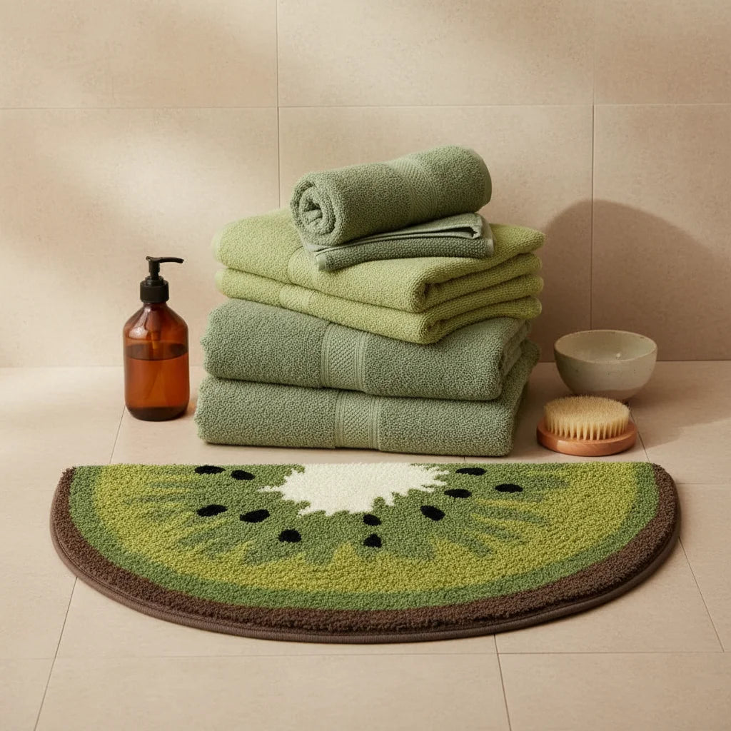 Tapis de Bain en forme Demi Lune Tranche Kiwi