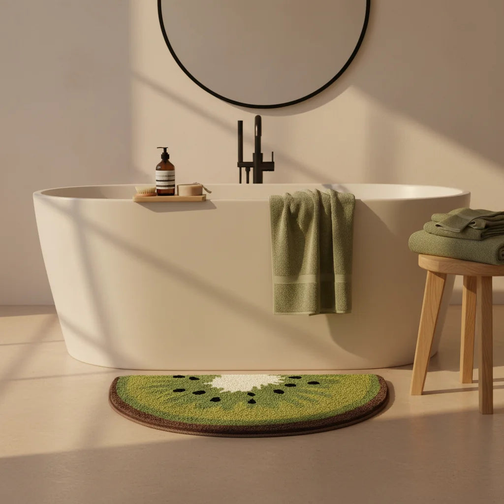 Tapis de Bain en forme Demi Lune Tranche Kiwi