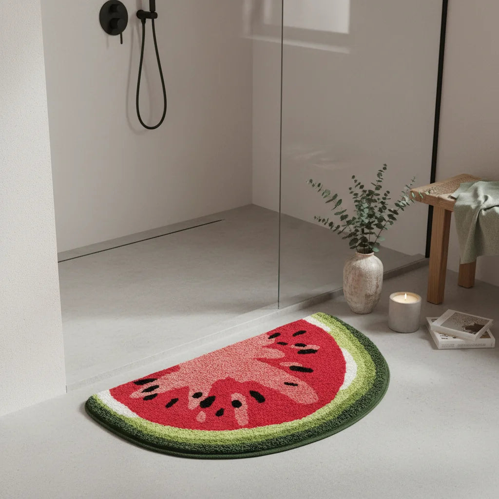 Tapis de Bain en forme Demi Lune Tranche Pastèque
