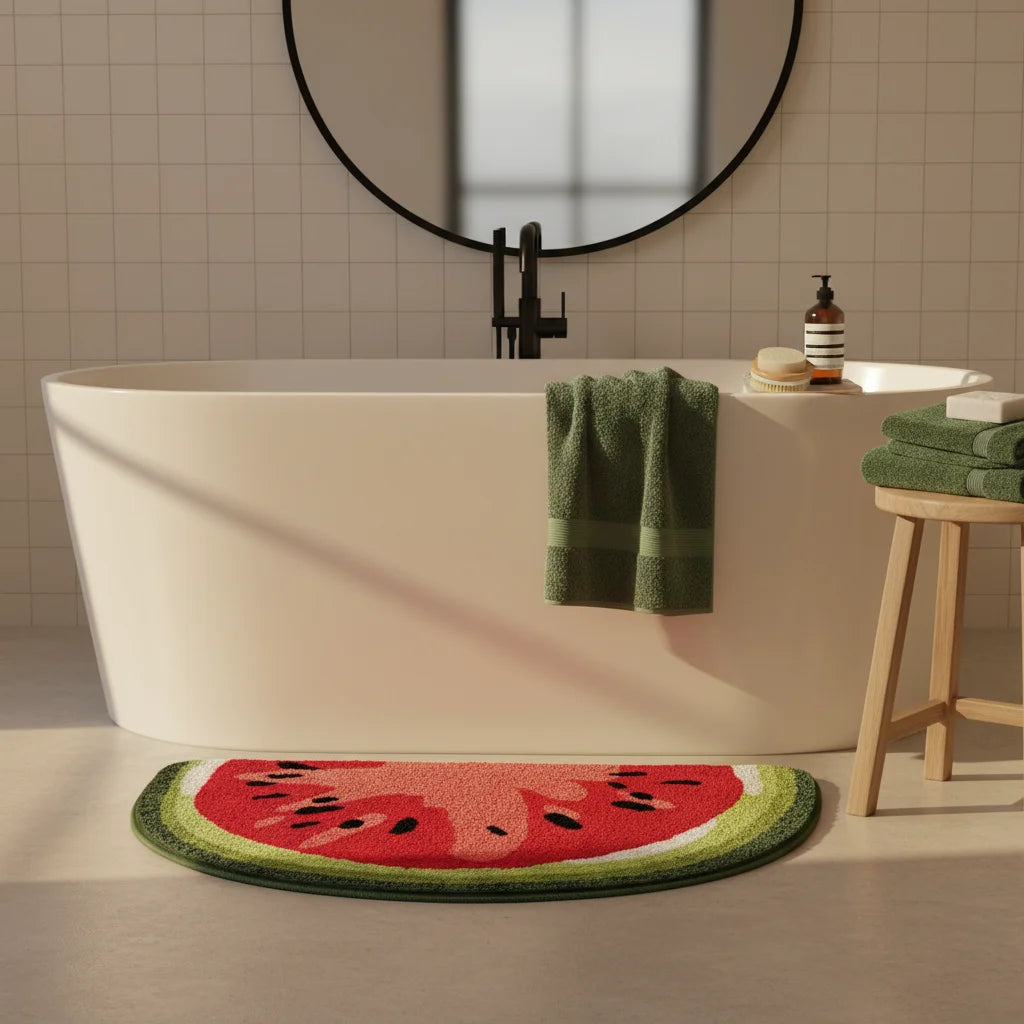 Tapis de Bain en forme Demi Lune Tranche Pastèque