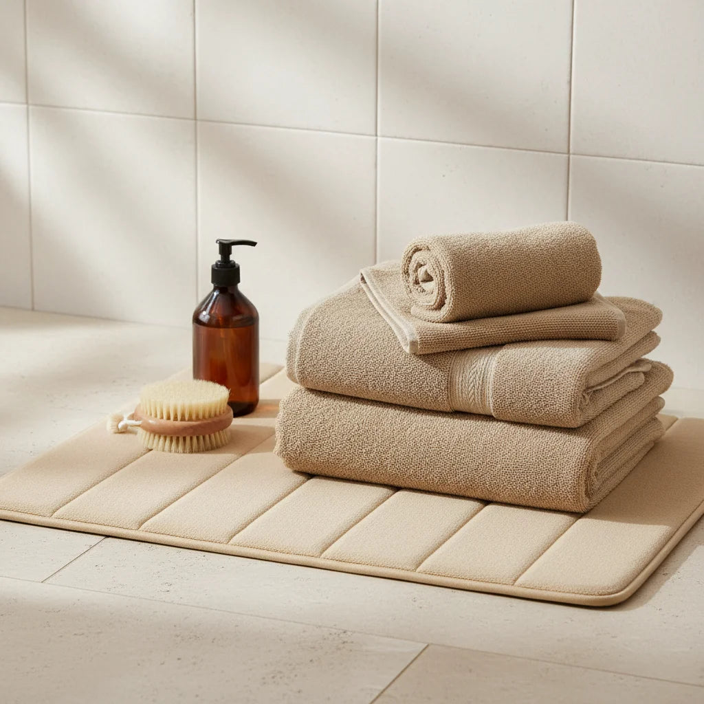 Tapis De Bain Épais Beige 60x150cm